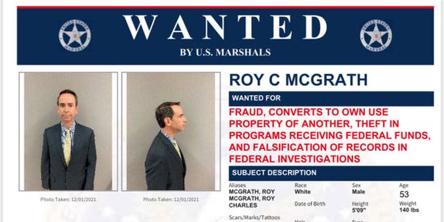 Ein Fahndungsplakat für Roy McGrath, den ehemaligen Stabschef des ehemaligen republikanischen Gouverneurs von Maryland, Larry Hogan, wurde am Dienstag, dem 14. März, veröffentlicht, nachdem er wegen Korruptionsvorwürfen auf Bundesebene nicht vor Gericht erschienen war.
