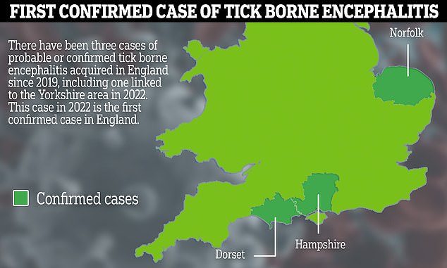 Drei Fälle von durch Zecken übertragenem Enzephalitis-Virus (TBEV) bei Patienten wurden heute von der UK Health Security Agency (UKHSA) in Yorkshire, Norfolk und an der Grenze zwischen Hampshire und Dorset bestätigt.  Weitere Tests an Zecken im ganzen Land haben ergeben, dass die Krankheit – die bisher häufig in Teilen Europas und Asiens vorkam – jetzt im Vereinigten Königreich weit verbreitet ist, wobei Experten davor warnen, dass es „unwahrscheinlich ist, dass TBEV verschwindet“.