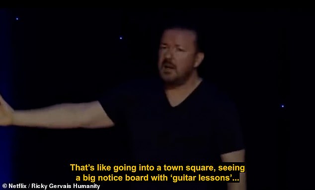 Umständlich: Im November entschuldigte sich James bei Ricky Gervais (im Bild), nachdem er „versehentlich“ seinen Stand-up-Witz von 2018 in seiner Late Late Show verwendet hatte