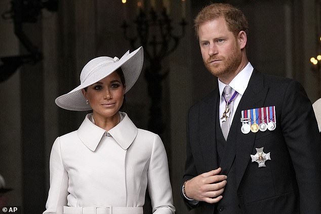 Harry and Meghan duly arrived at St Paul's Cathedral on June 3 for the National Service of Thanksgiving for the Queen