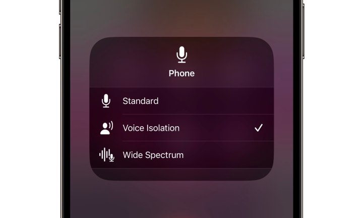 iOS 16.4 Control Center auf dem iPhone mit Mic-Modus-Optionen.