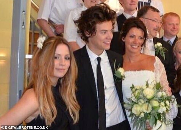 Harry, at just 19 and already a star with 1D, was best man at their wedding in Congleton, Cheshire. Pictured: Gemma, Harry and Anne at her wedding