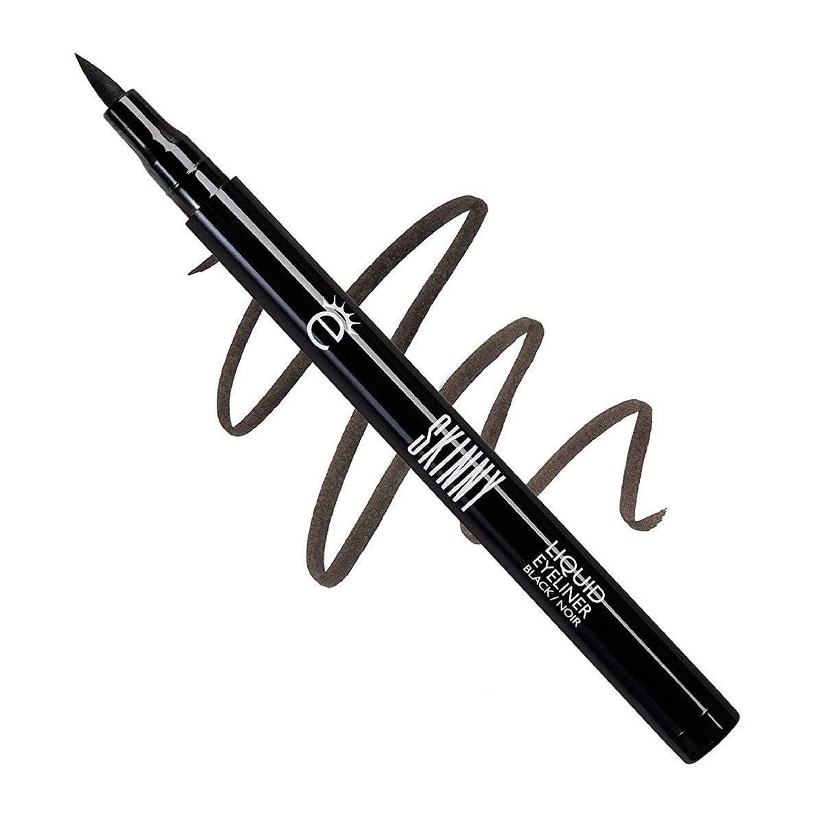Eyeko Skinny Liquid Liner schwarzer Flüssig-Eyeliner-Stift mit Schnörkelmuster auf weißem Hintergrund