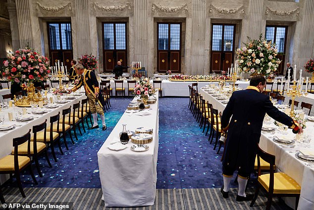 The Dutch King and Queen had set up a beautifully ornate hall as they invited their guests for a royal banquet