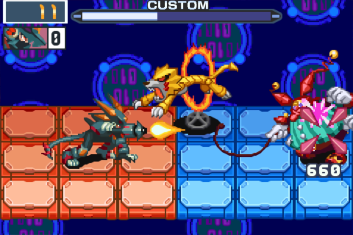 In Mega Man Battle Network Legacy Collection kämpfen Charaktere auf einem Raster.
