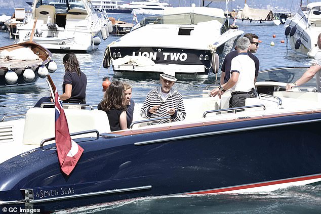 Steven Spielberg is seen boating on July 9, 2016 in Portofino, Italy