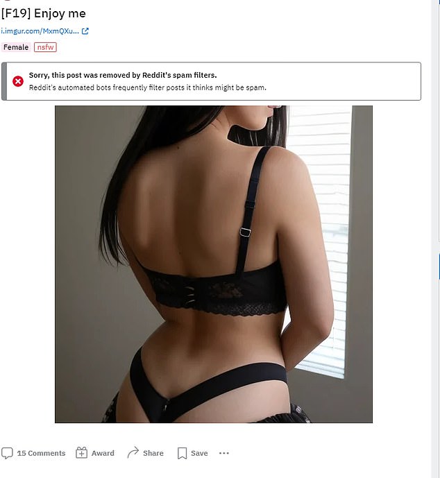 Ein Reddit-Konto teilte explizite Bilder einer Frau mit dunkelschwarzen Haaren.  Die Benutzerin hieß Claudia und bot Akte für einen Preis an