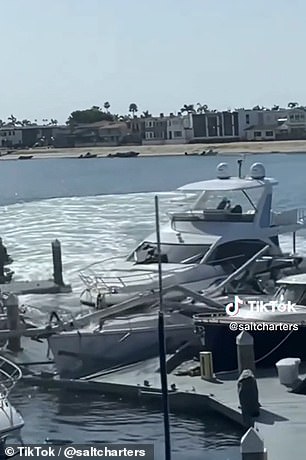 Videoaufnahmen des Ereignisses zeigen, wie Siam mit hoher Geschwindigkeit in die Boote stürzt, bevor sie zurückfährt und fast das gesamte Dock herauszieht