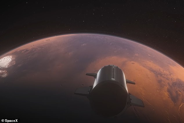 Take a trip to the Red Planet: Last week Musk's SpaceX revealed a new animation that provides a glimpse into how he plans to reach Mars using the $3 billion (£2.4 billion) Starship