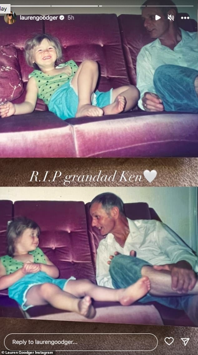 Süß: Sie würdigte Ken mit einem bewegenden Rückfallfoto von ihr als Kind mit ihrem vernarrten Großvater