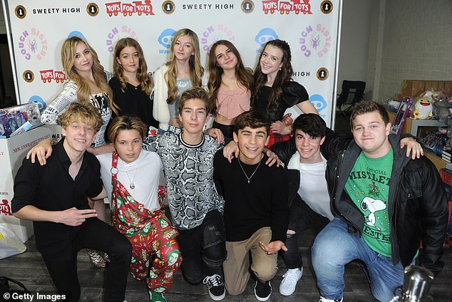 Elliana Walmsley, Claire Rock Smith, Emily Dobson, Piper Rockelle, Symonne Harrison, Lev Cameron, Hayden Haas, Sawyer Sharbino, Ayden Mekus,Jentzen Ramirez and Connor Cain during a charity event in 2020. Rock Smith, Harrison, Haas, Sharbino, Mekus, and Cain are included in the lawsuit against Rockelle's mother