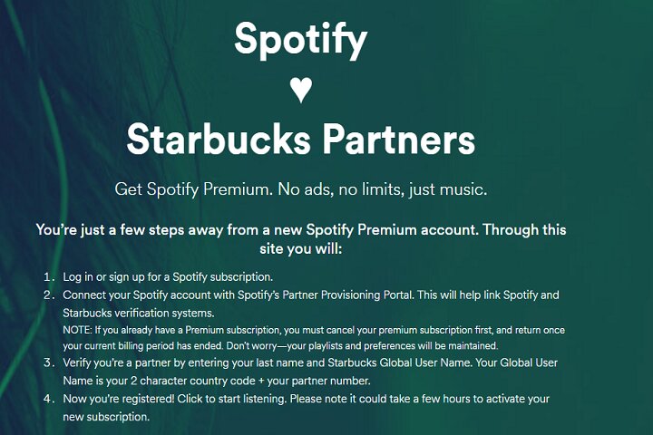 Starbucks Spotify-Angebot.