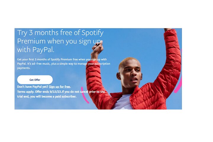 Testen Sie Spotify Premium 3 Monate kostenlos, wenn Sie sich bei PayPal anmelden.