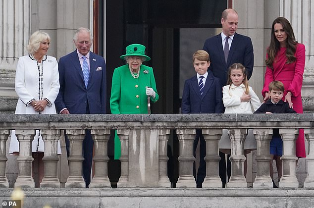The episode notes that the Queen's final Buckingham Palace balcony appearance was telling because of the members of the family who were not there, including Prince Harry and Prince Andrew