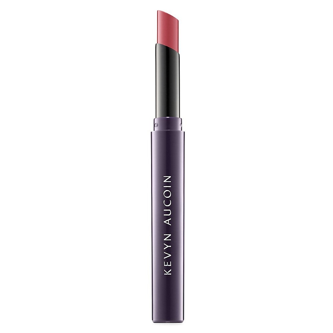 Kevyn Aucoin Unforgettable Cream Lipstick lila Tube rosa Lippenstift auf weißem Hintergrund