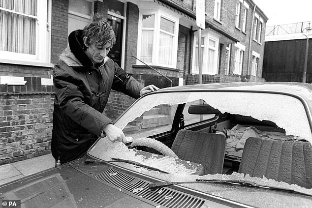 Violence between rival firms often spilled out into residential streets. Pictured is Dennis Midwinter, aged 35, showing a smashed up car damaged in a clash between Millwall fans after they invaded the pitch at nearby Luton Town's ground during an FA Cup match there in 1985