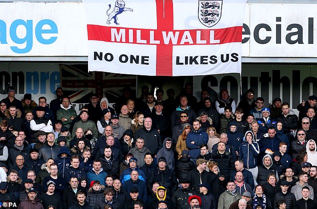 Bob said he started watching Millwall at the age of four, being taken to the matches by his father. Pictured are fans during a FA Cup quarter final match at The Den in London