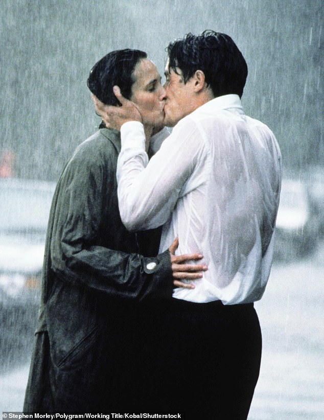 The iconic scene of Hugh Grant, playing Charlie, and Andie MacDowell, playing Carrie, kissing in the rain has been recreated by the AI