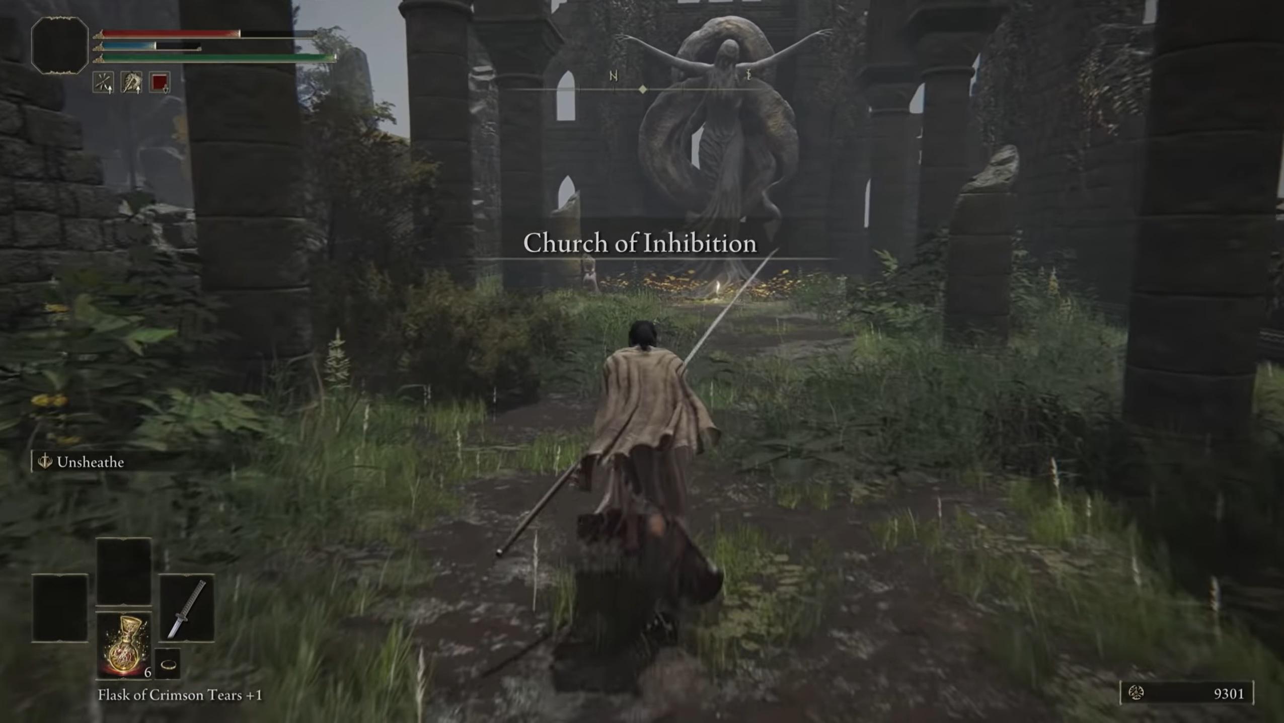 Ein Elden Ring-Spieler betritt die Church of Inhibition.