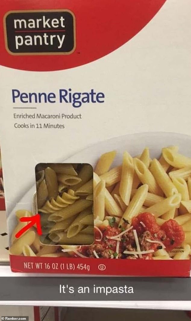 Eine Impasta: Dieses adleräugige Diner in den USA zeigte auf eine lockige Fusilli zwischen einer Schachtel Penne und nannte sie eine Impasta