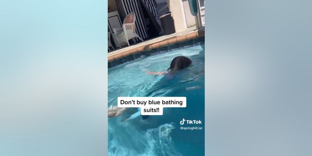 Nikki Scarnati sagte, dass die Entscheidung, einen blauen Badeanzug zu kaufen, ein fataler Fehler sein könnte, da es für die Menschen schwierig ist, diese Farbe in einem blauen Swimmingpool zu erkennen, wo sich auch das Wasser zu vermischen scheint.
