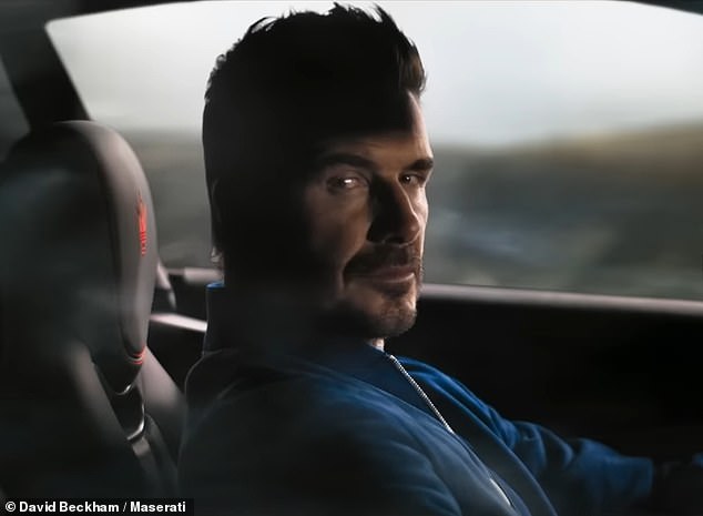 Elegant: David Beckham zeigte sich sehr höflich, als er sich für eine neue Anzeige ans Steuer eines üppigen Maserati setzte