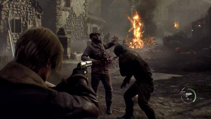 Leon S. Kennedy erschießt Dorfbewohner im Remake von Resident Evil 4.