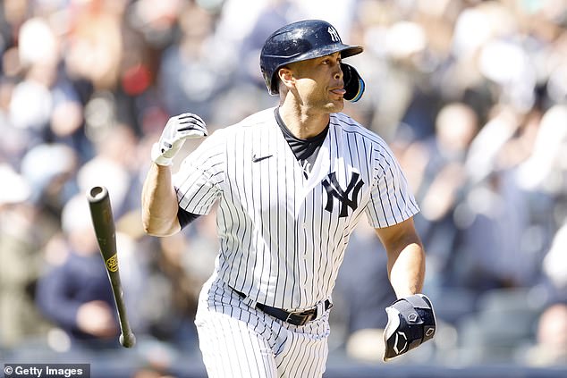 Giancarlo Stanton smashed a 485-foot home run Sunday at Yankee Stadium vs. the Giants