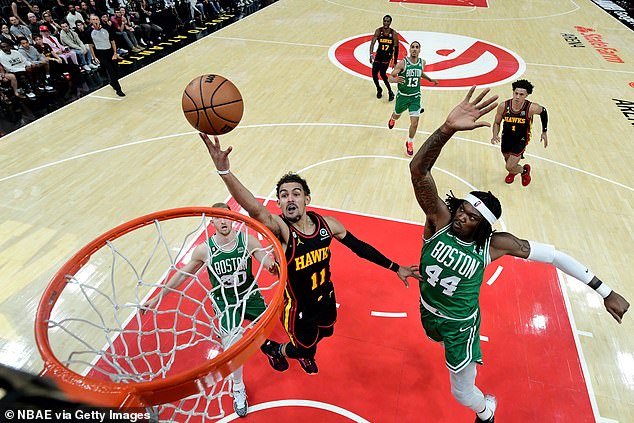 Trae Young von Hawks war das ganze Spiel über ein Schädling für die Celtics-Verteidigung und endete am Freitag mit 32 Punkten