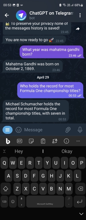 Mit dem ChatGPT-Bot auf Telegram sprechen