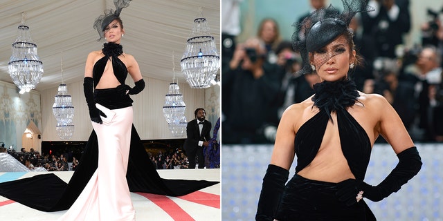 Jennifer Lopez zeigte bei der Met Gala in New York Haut in einem ausgeschnittenen Kleid