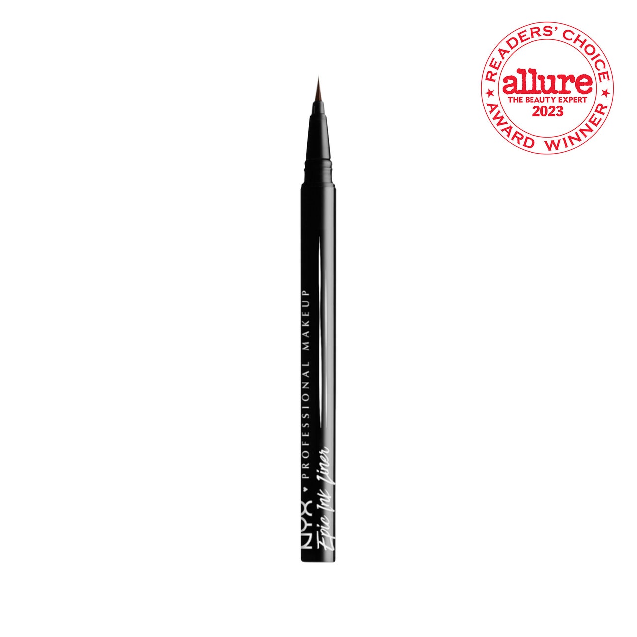 Nyx Professional Makeup Epic Ink Eyeliner schwarzer Eyeliner-Stift auf weißem Hintergrund mit RCA-Siegel auf weißem Hintergrund