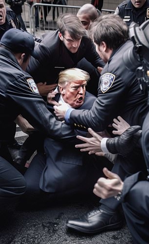 Ein KI-Bild von Trump, der verhaftet wird
