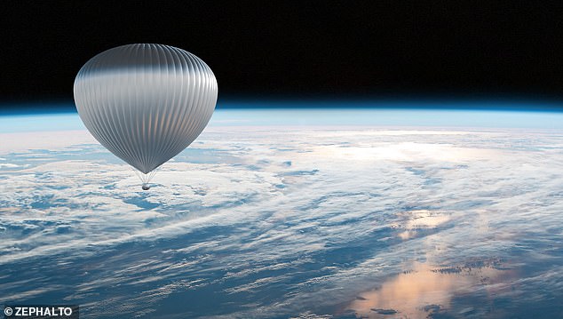 Another venture: The announcement comes just days after another space tourism company revealed plans to offer diners the chance to travel to the edge of space on a huge balloon, where they were be treated to Michelin-starred cuisine at 15.5 miles (25 km) above the Earth