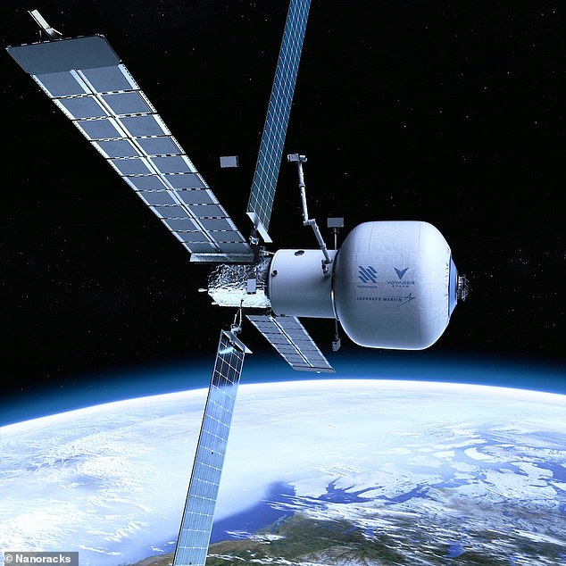 A stay in space: Hilton Hotels has signed up to design the crew lodging and hospitality suites in Starlab (pictured), one of three proposals in the running to replace the ISS when it is retired