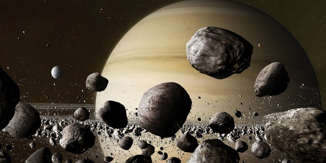 Eine Illustration von Saturn aus seinen Ringen
