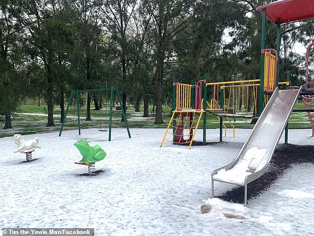 Canberra sah Regen und Hagel, was laut BoM auf Fotos Schnee ähnelt