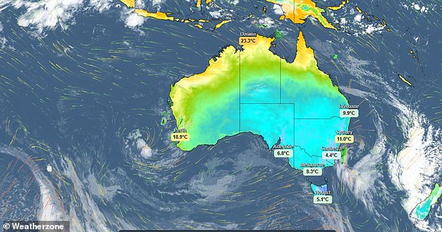 Im Südosten Australiens sind die Temperaturen um bis zu 10 °C unter dem Durchschnitt gesunken