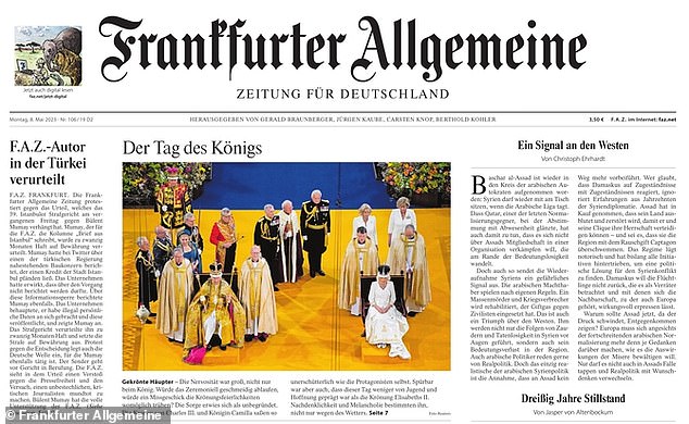 GERMANY: The front page of Frankfurter Allgemeine read 'The King's Day' on Sunday