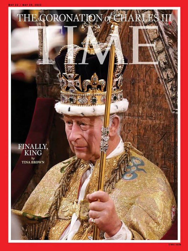 UNITED STATES: Time Magazine pictured King Charles on Sunday. 'Finally, King' it wrote over a picture of Charles sitting on the ancient coronation chair