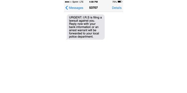 Screenshot eines IRS-Smishing-Textes.