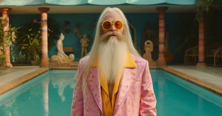 Professor Dumbledore an einem Pool in Wes Andersons Harry Potter.