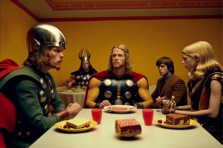 Thor sitzt in „Avengers“ aus den 80ern an einem Tisch.