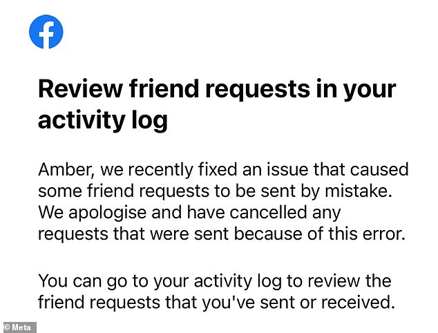 Facebook erkannte das Problem an und forderte die Benutzer auf, Freundschaftsanfragen in ihrem Aktivitätsprotokoll zu überprüfen