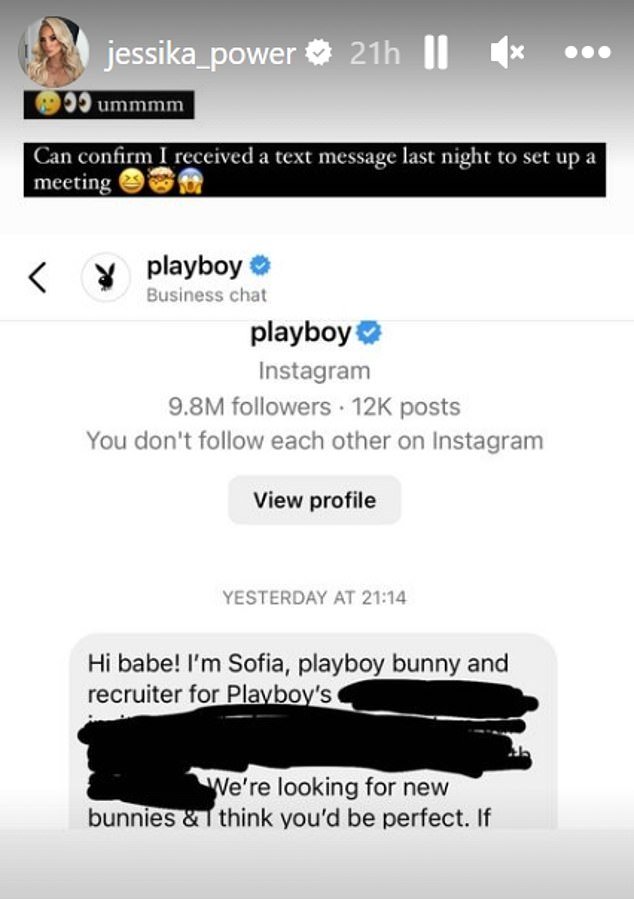 Die 30-Jährige teilte eine DM mit, die sie von der offiziellen Seite des Magazins auf Instagram erhalten hatte