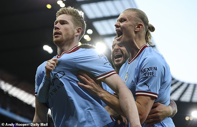 Kevin de Bruyne scored twice in the game either side of half-time in a stunning display for City