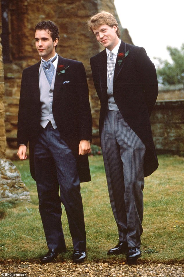 He befriended fellow Eton alumnus Darius Guppy, who was arrested in 1993 for orchestrating a faked jewellery heist (pictured at Charles' wedding to Victoria Lockwood)