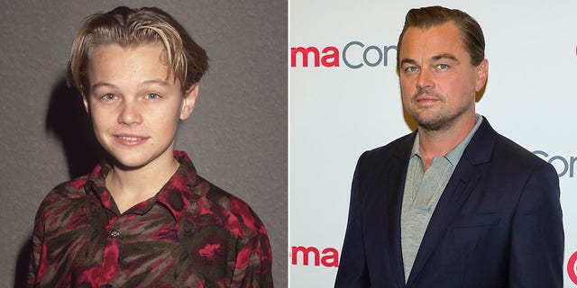 Ein geteiltes Bild von Leonardo DiCaprio, als er ein Kind war und jetzt.