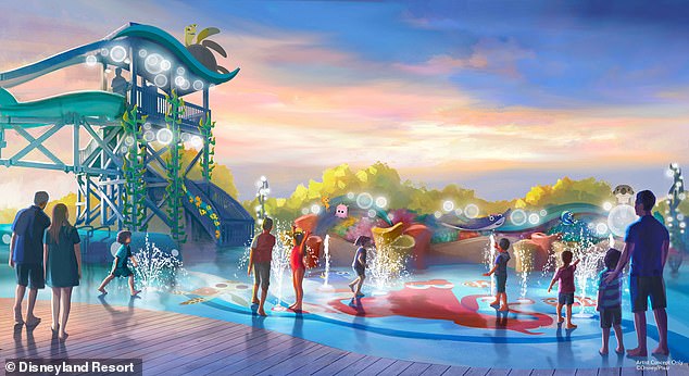 Das Hotel wird einen neuen Wasserspielbereich nach dem Vorbild von „Findet Nemo“, ein neues Restaurant im amerikanischen Stil, und einen Außenhof für Familien mit Pixar-Touch umfassen
