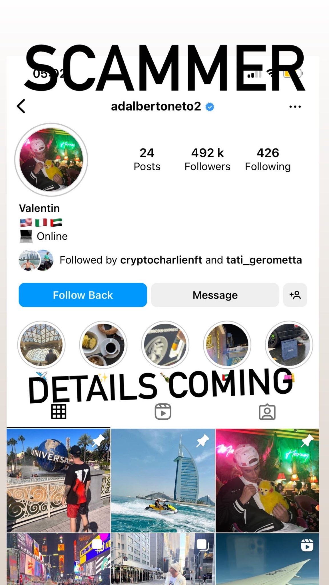Krypto-Betrüger Valentin – @adalbertoneto2 – auf Instagram – Love Hate Inu CEO wehrt sich